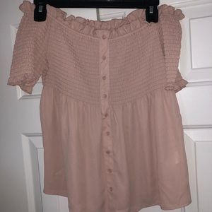 Off the shoulder flowy blouse with short sleeves